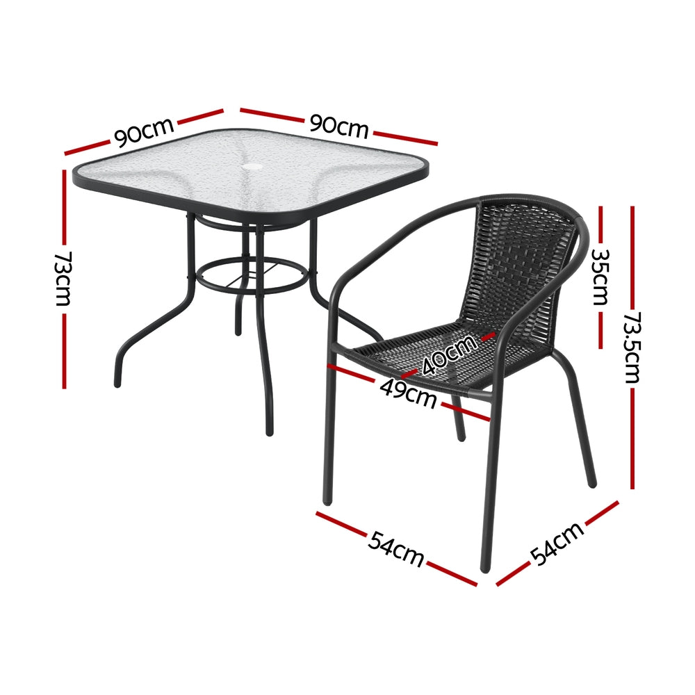 Compact Stackable Dining Set – Black – 5 Piece