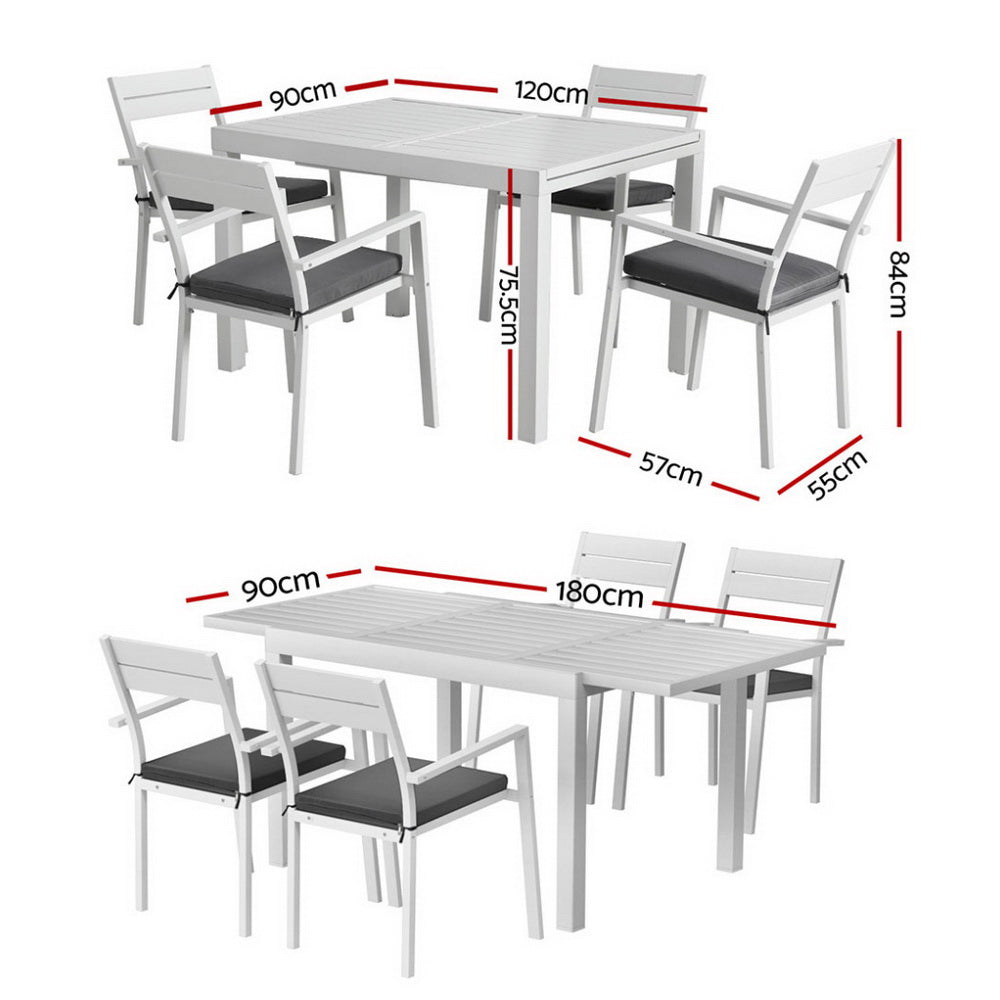 Coastal Extendable Dining Set – White – 5 Piece