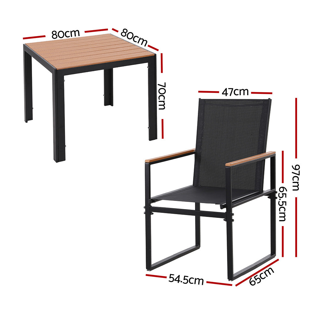Keston Outdoor Dining Set – Black – 5 Piece
