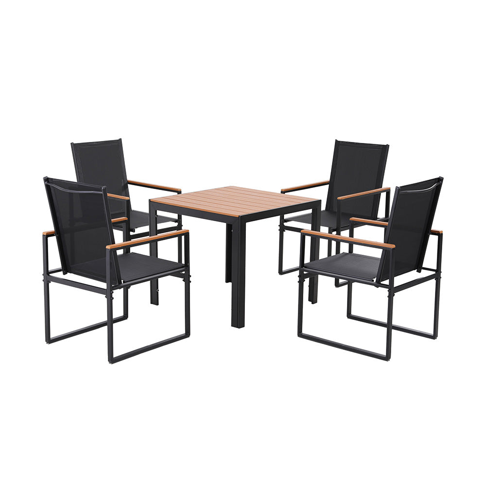 Keston Outdoor Dining Set – Black – 5 Piece