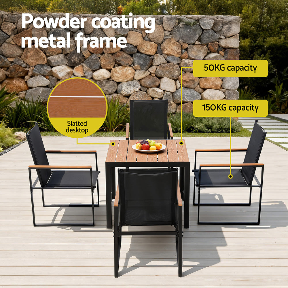 Keston Outdoor Dining Set – Black – 5 Piece