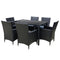 Outdoor Dining Set 7 Piece Wicker Lounge Setting - Black