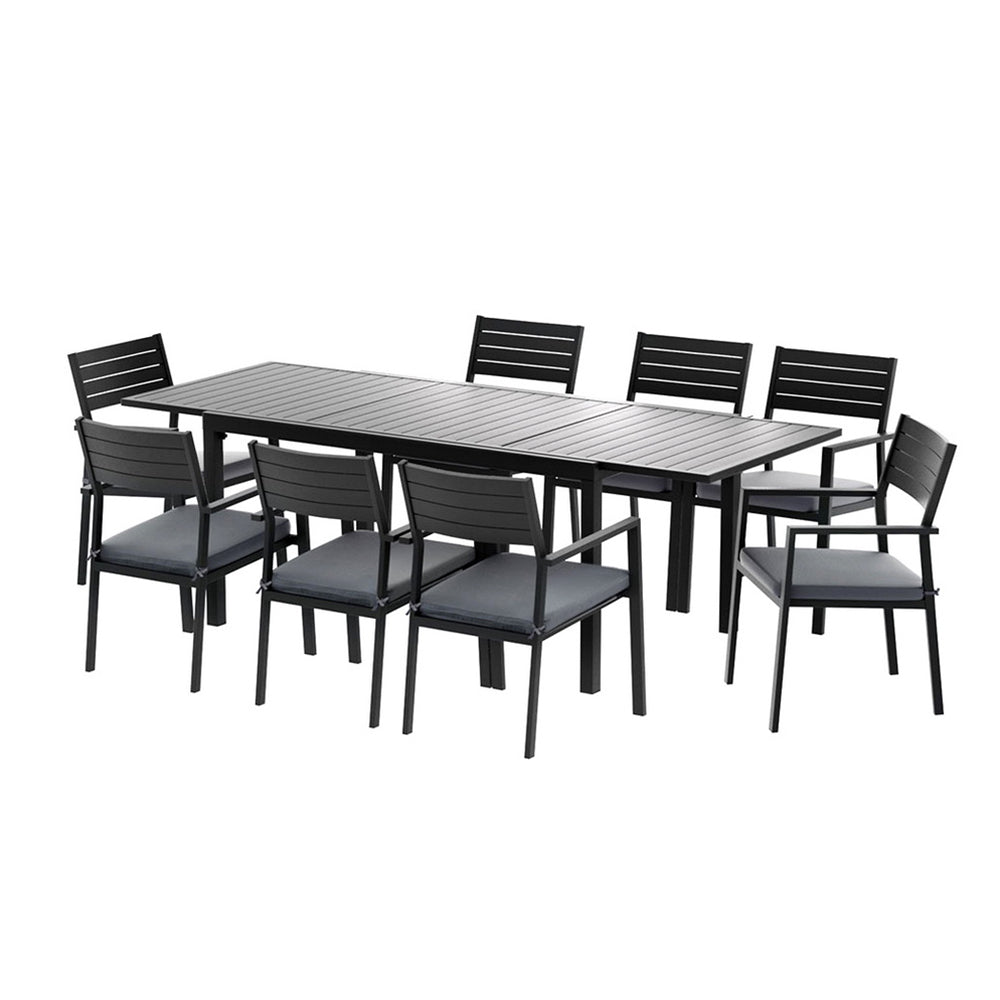 Pavilion Extendable Dining Set – Black – 9 Piece