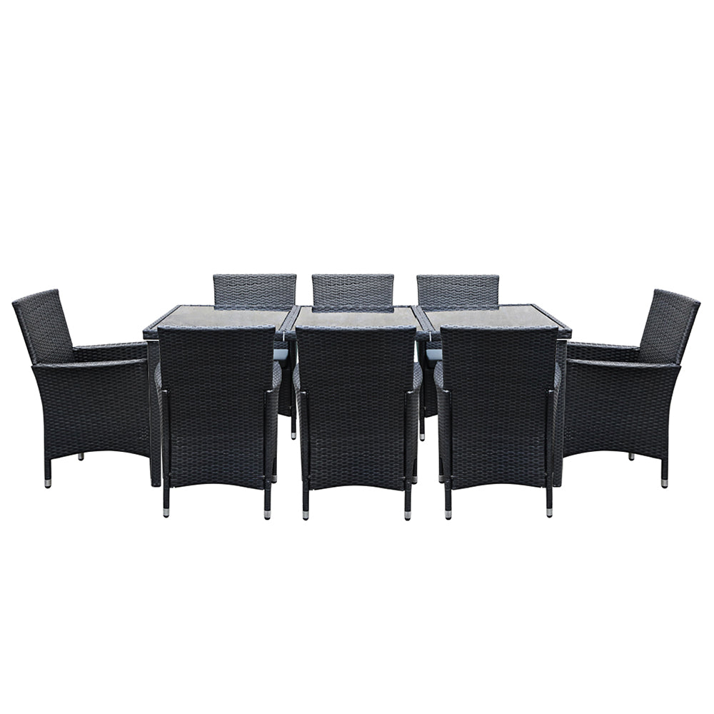 Riviera Outdoor Dining Set – Black – 9 Piece