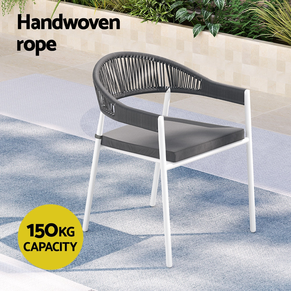 Marina Outdoor Dining Set – White – 9 Piece