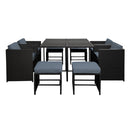 9 Piece Outdoor Wicker Dining Set - Black