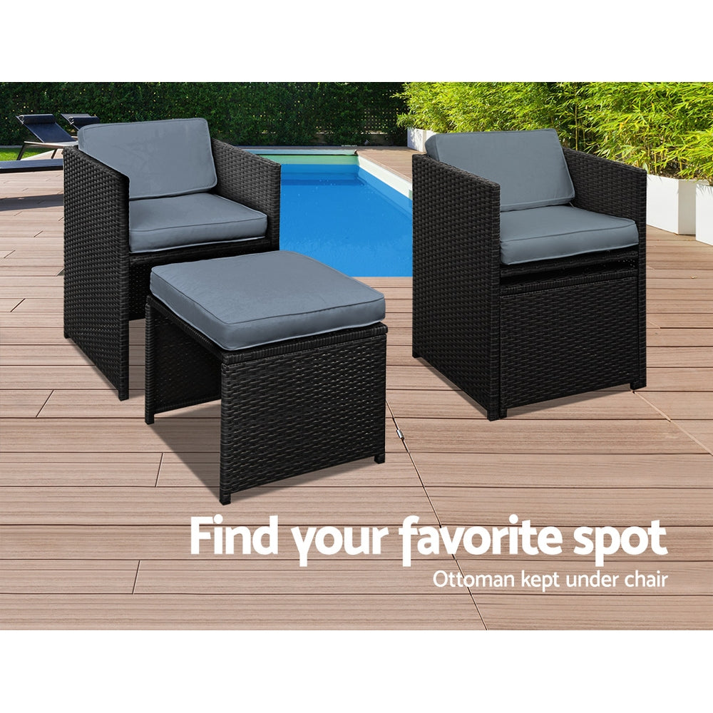 Callan 9 Piece Outdoor Wicker Dining Set – Black