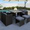 9 Piece Outdoor Wicker Dining Set - Black