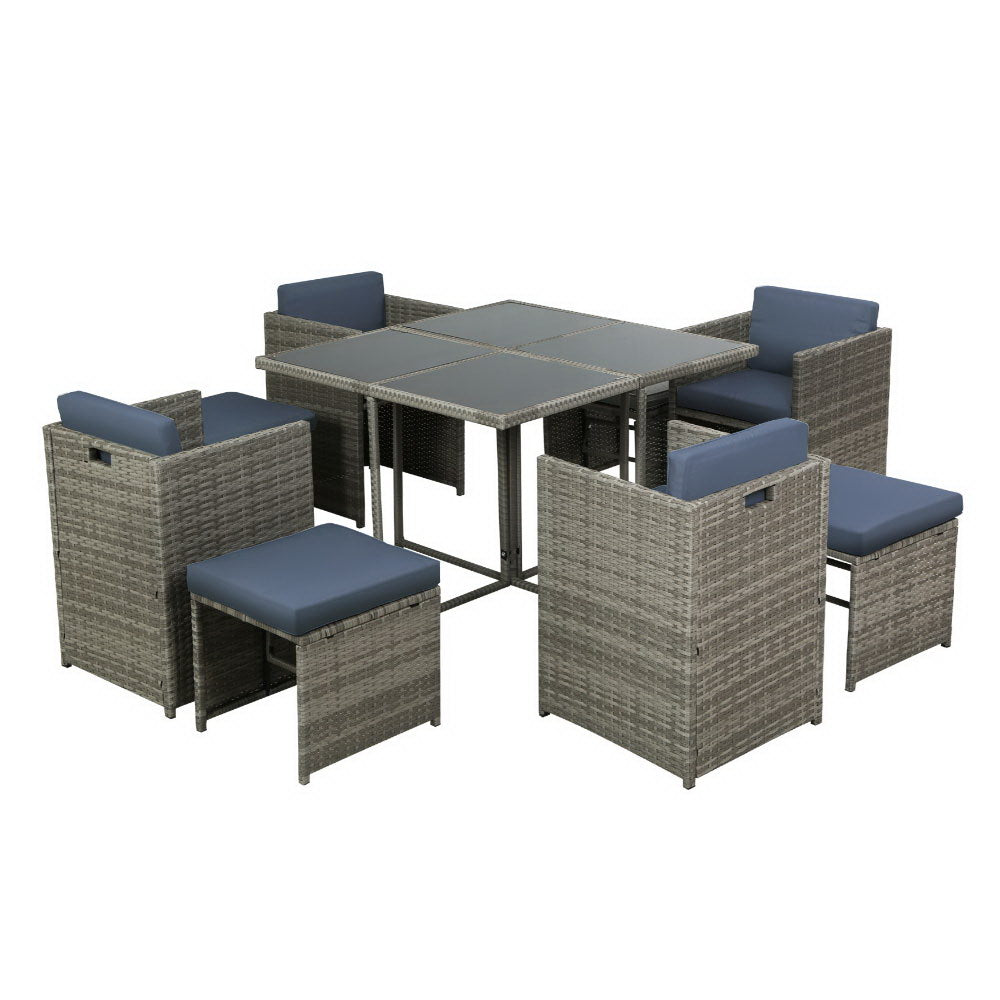Serano Outdoor Dining Set – Grey – 9 Piece