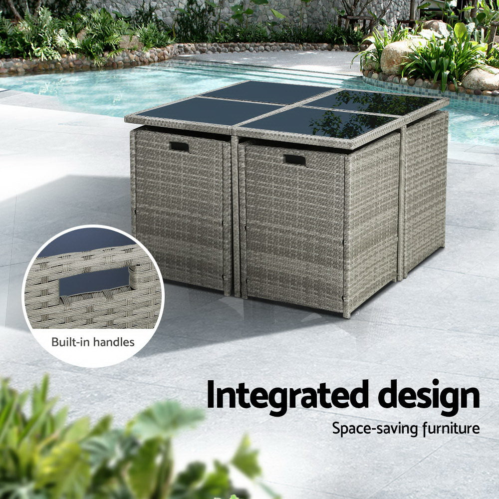 Serano Outdoor Dining Set – Grey – 9 Piece