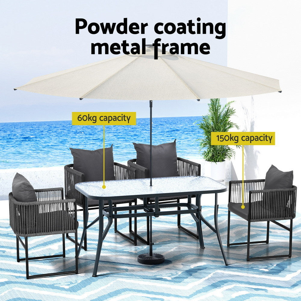Caelum Outdoor Dining Set – Black – 5 Piece
