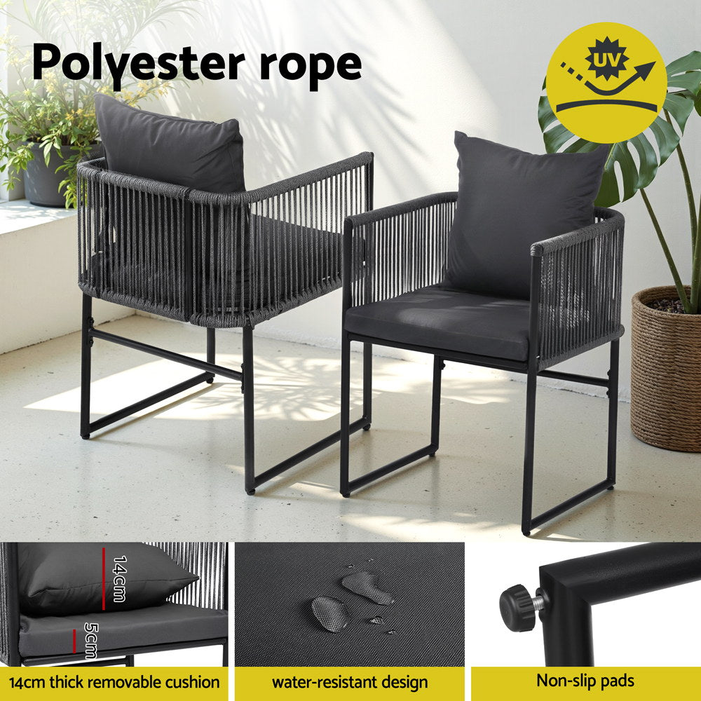 Caelum Outdoor Dining Set – Black – 5 Piece