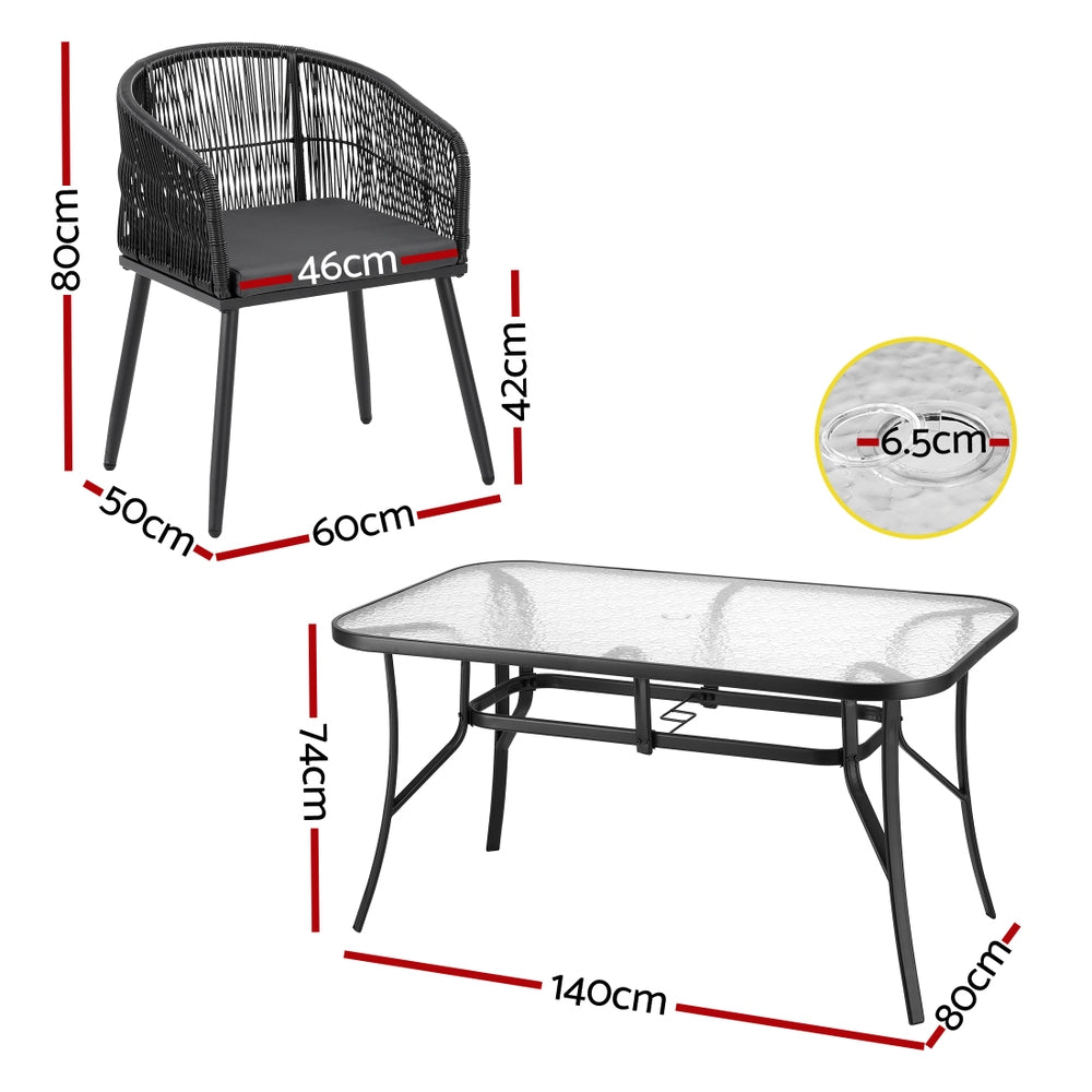 Atlas Outdoor Dining Set – Black – 5 Piece