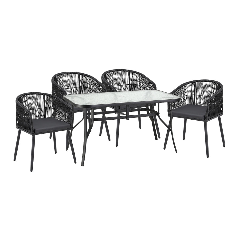Atlas Outdoor Dining Set – Black – 5 Piece