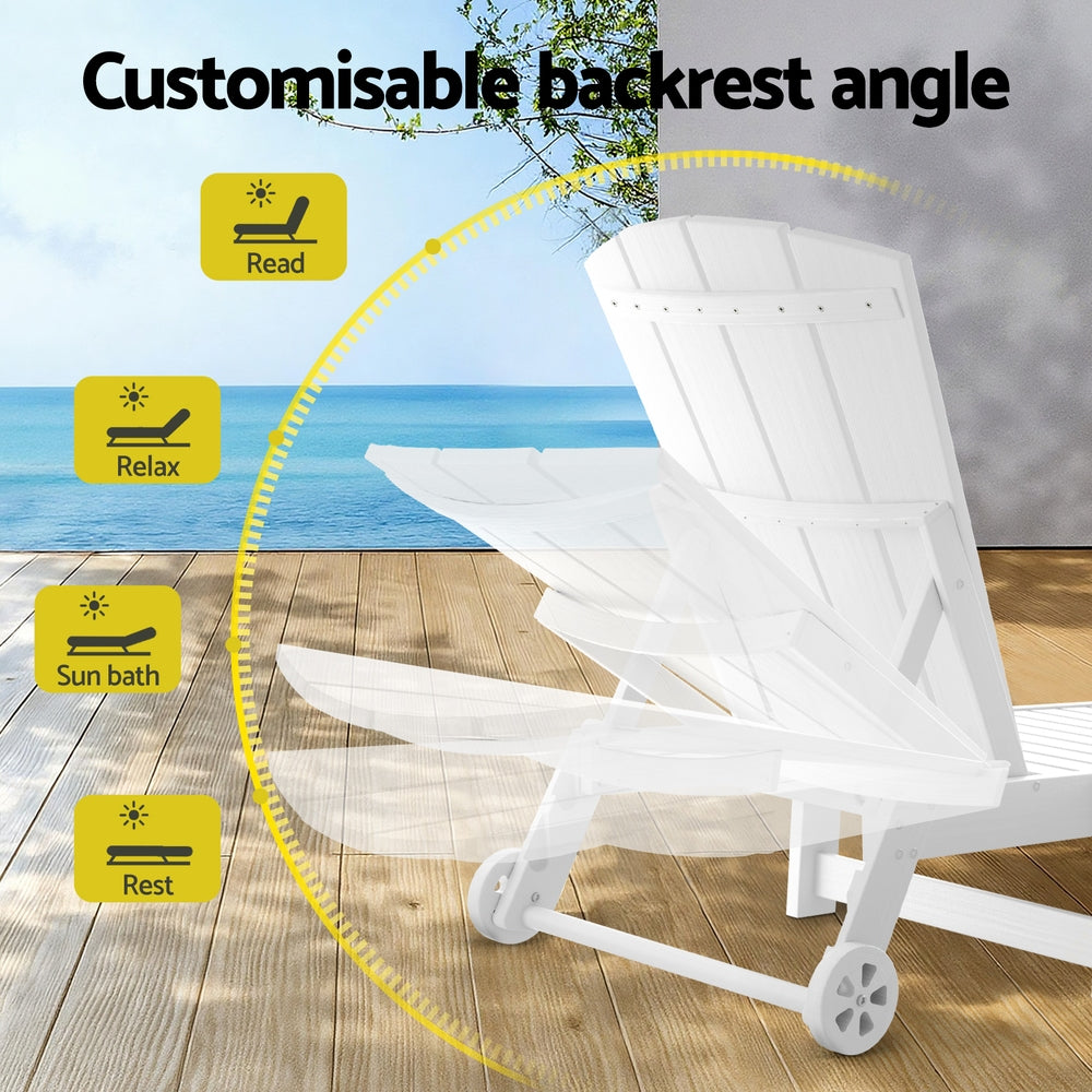 Coastal Adirondack HDPE Lounger Set – White – 3 Piece