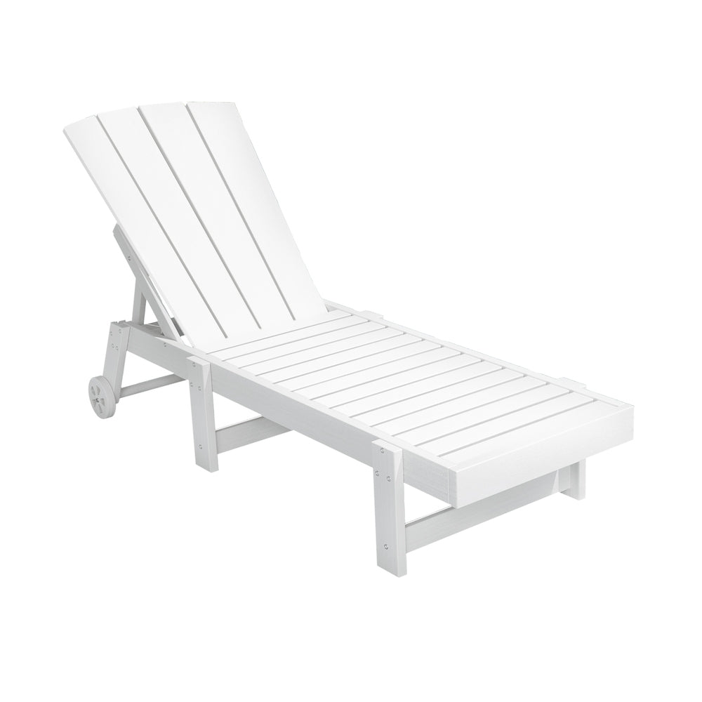 Hampton Adirondack HDPE Lounger – White – With Wheels