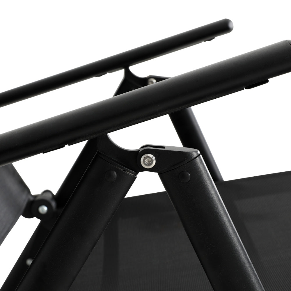 Riviera Folding Aluminium Sun Lounger – Black – Beach Chair