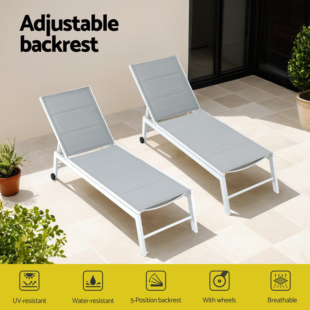 Marina Textilene Sun Lounger – White – 150 kg