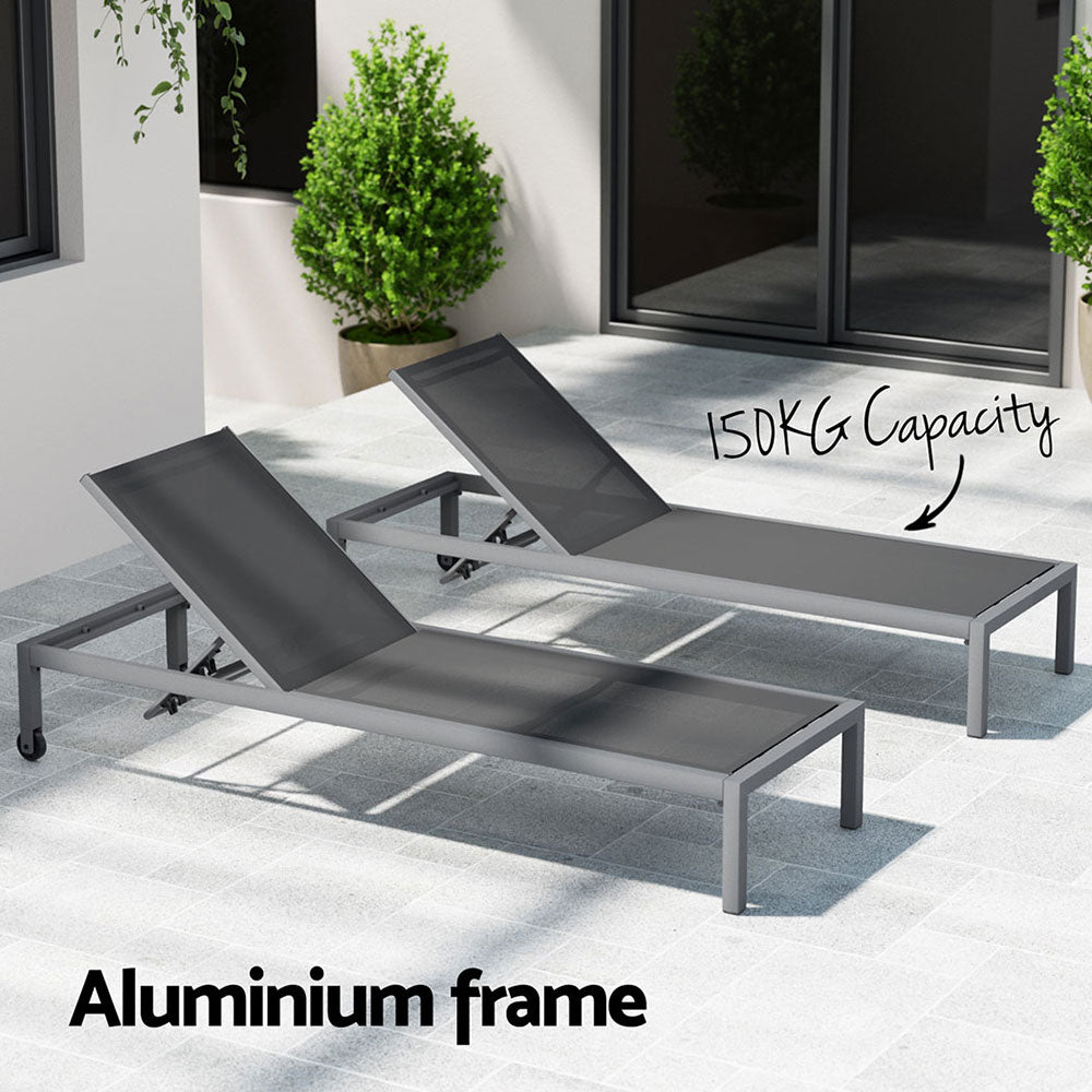 Callan Aluminium Sun Lounger with Wheels – Grey
