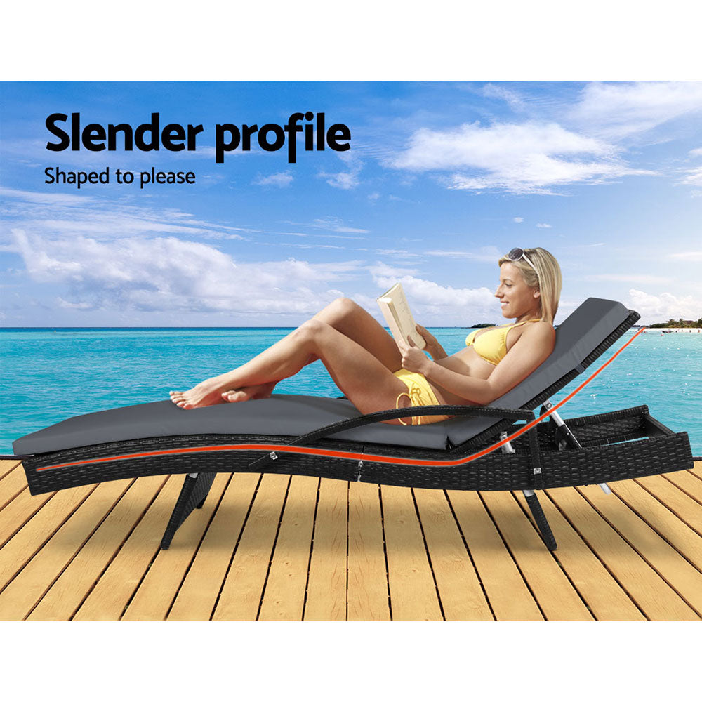Cove Sun Lounger – Black – Set of 2