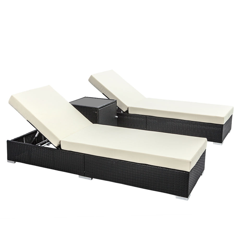 Marston Wicker Outdoor Lounge Set – Black – 3 Piece