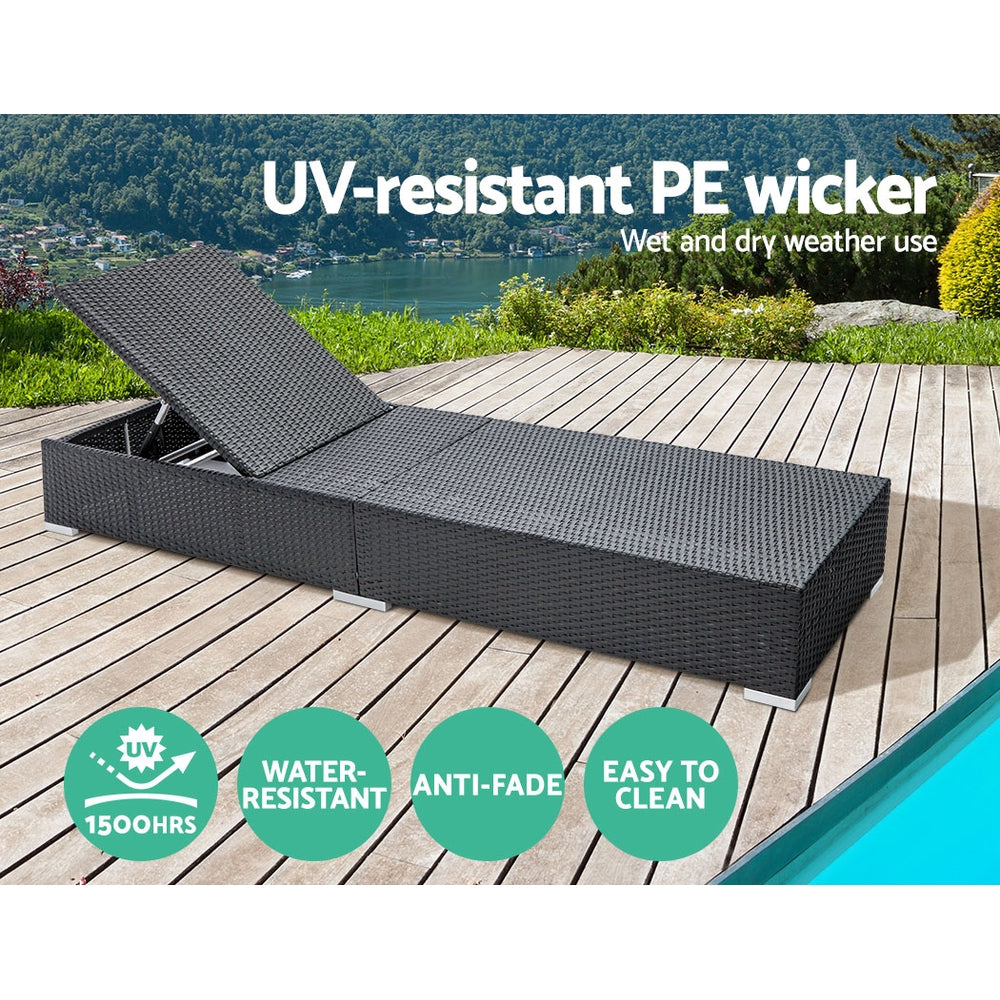 Marston Wicker Outdoor Lounge Set – Black – 3 Piece