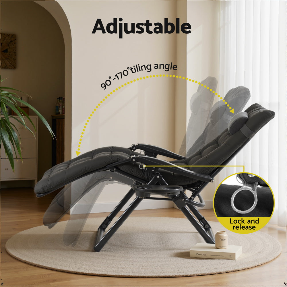 Zenith Zero Gravity Sun Lounger – All Black – Folding