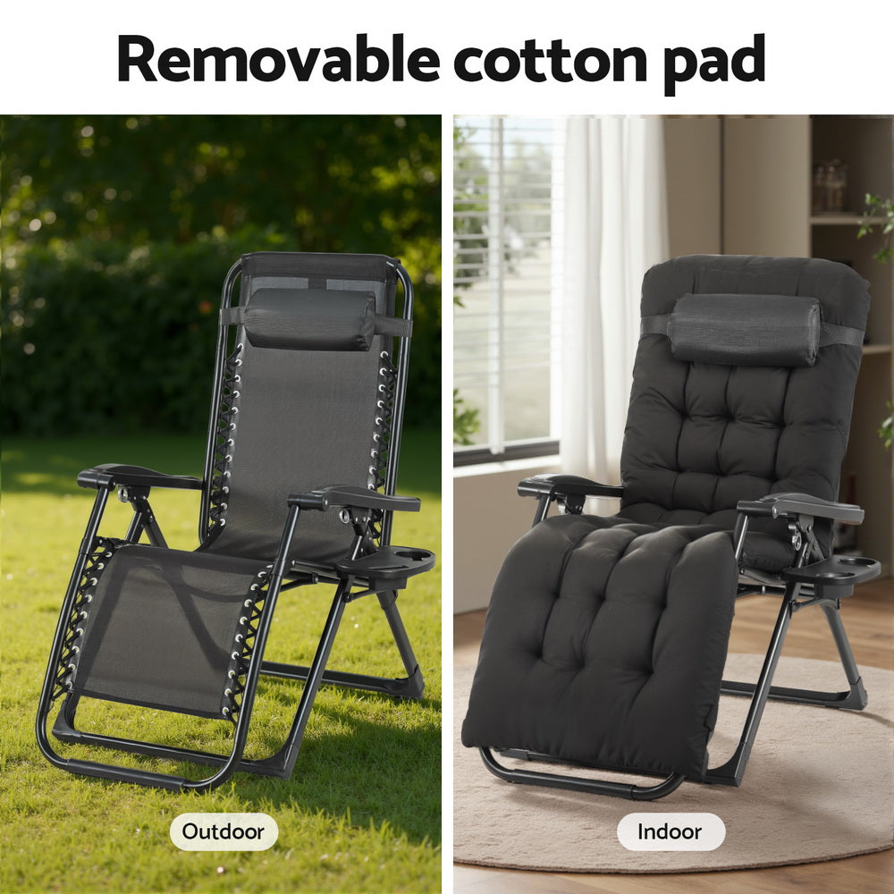 Zenith Zero Gravity Sun Lounger – All Black – Folding