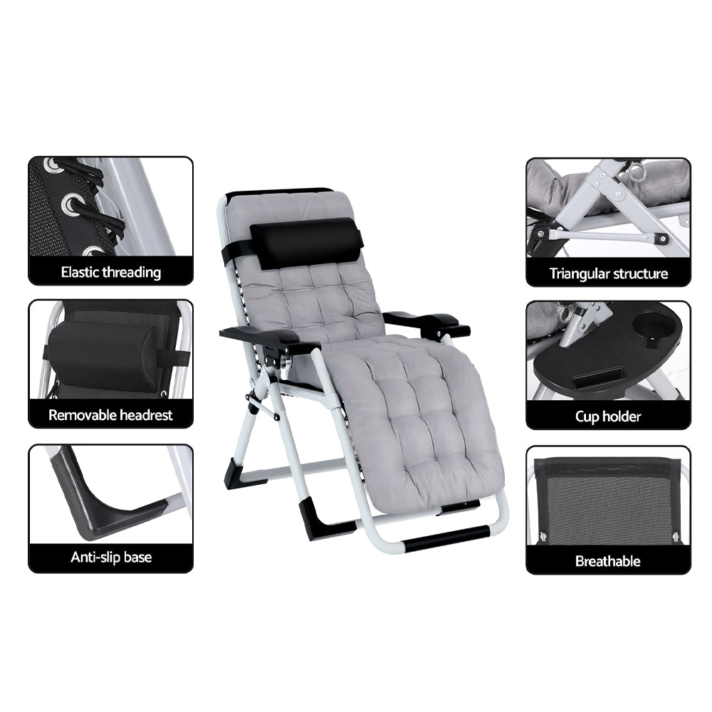 Apollo Zero Gravity Sun Lounger – Black – Folding