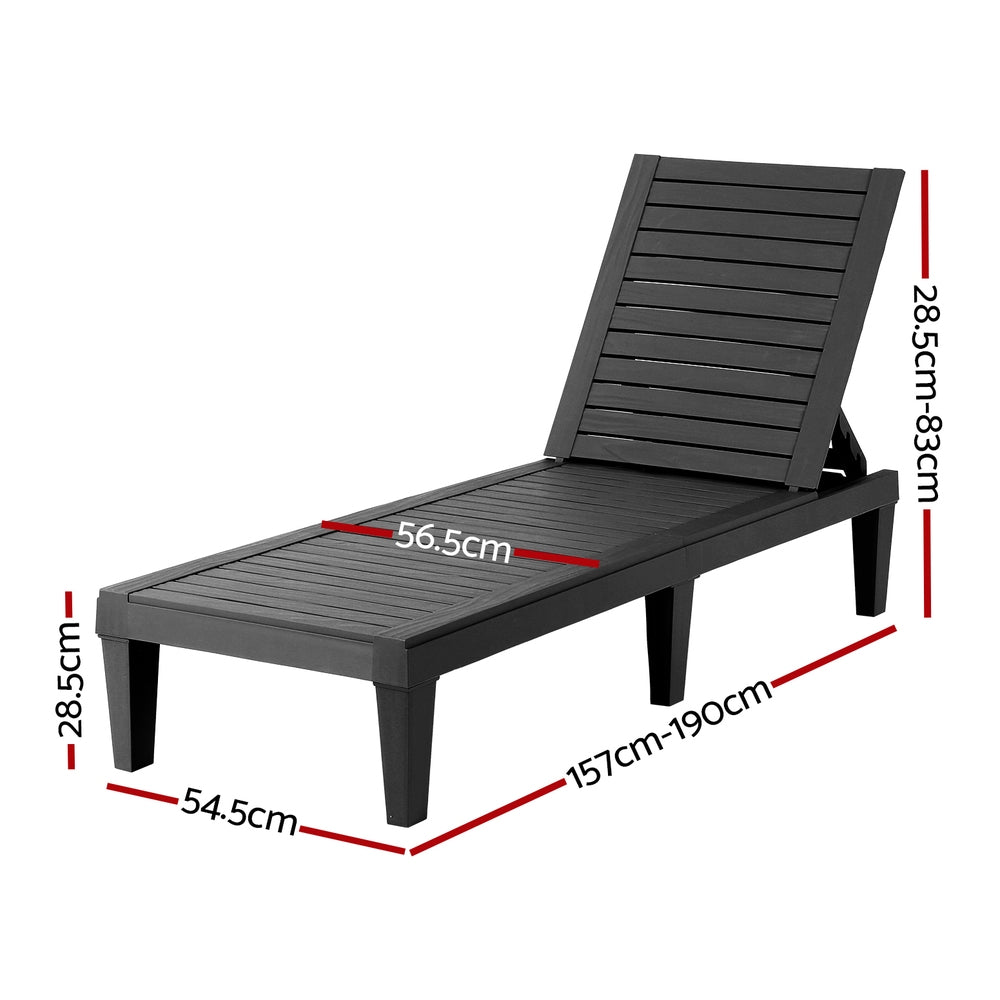 Siena Adjustable Recliner Sun Lounger – Black – 190 cm