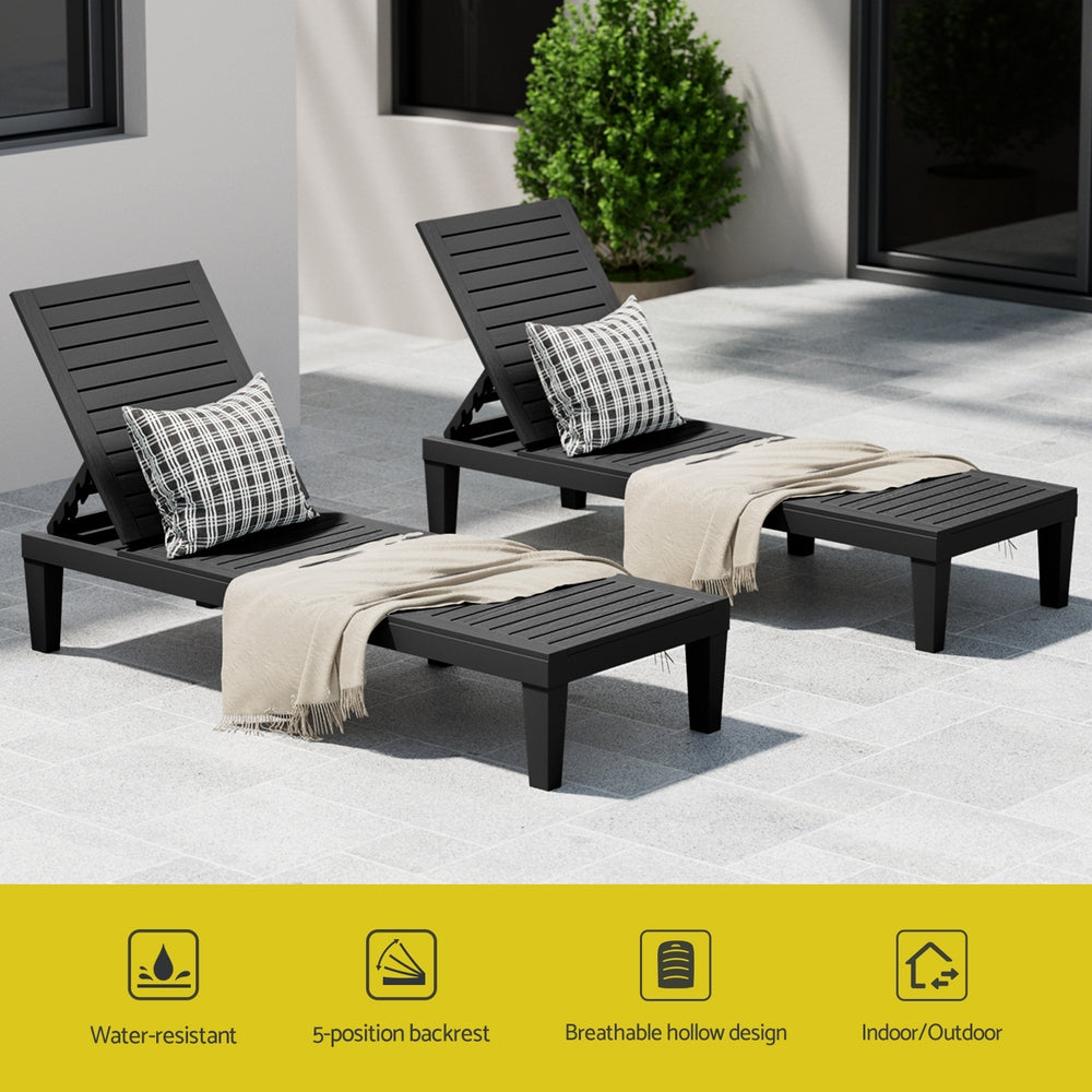 Siena Adjustable Recliner Sun Lounger – Black – 190 cm
