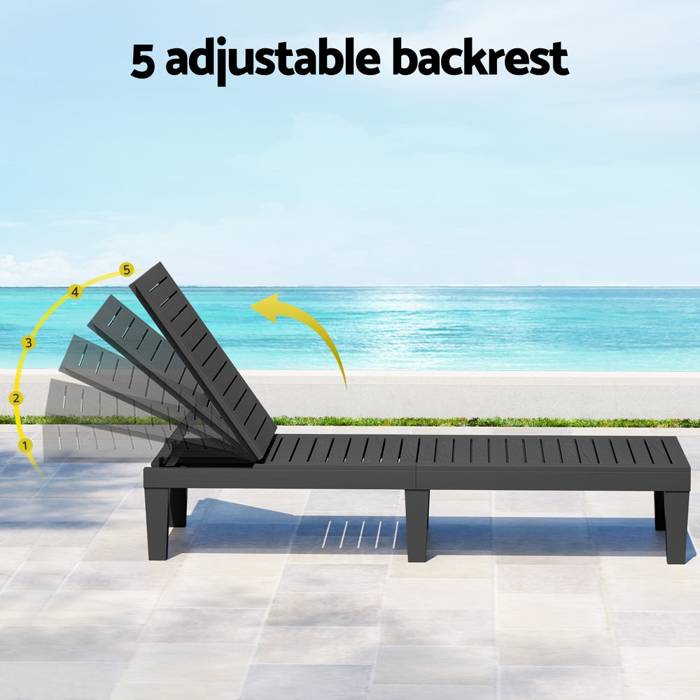 Siena Adjustable Recliner Sun Lounger – Black – 190 cm