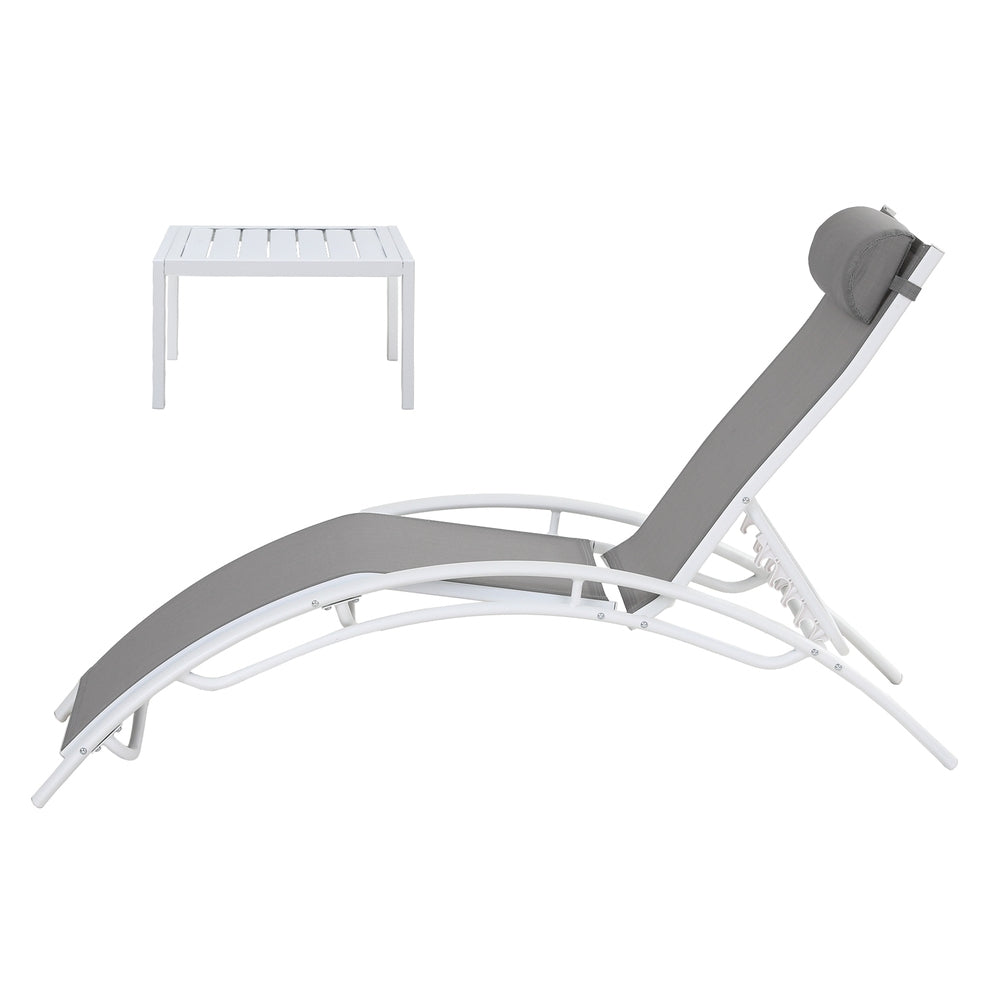 Nova 3-Piece Sun Lounger Set – White – Steel Frame