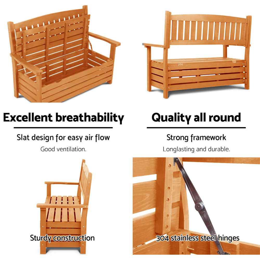 Nara Outdoor Wooden Storage Bench – 2 Seater