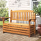 Outdoor Wooden 2 Seat Storage Bench Box