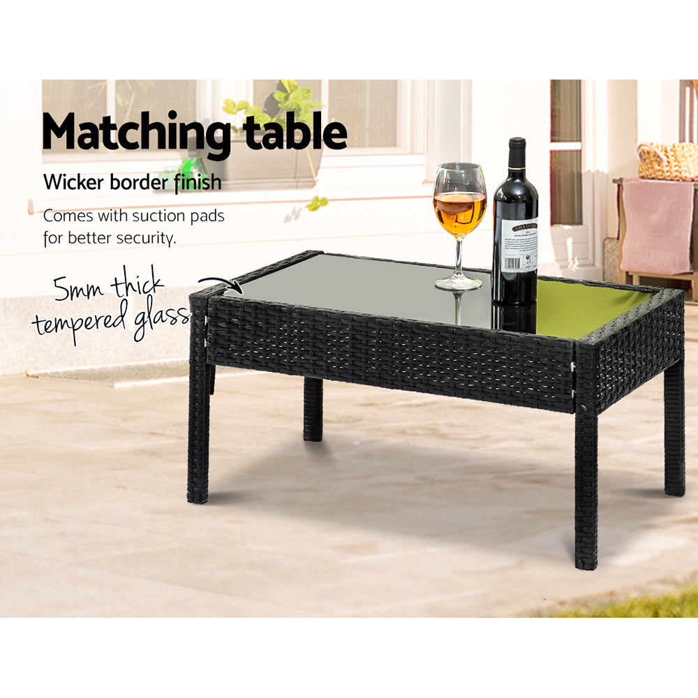 Marston Outdoor Wicker Sofa Set – Black – 4 Seater