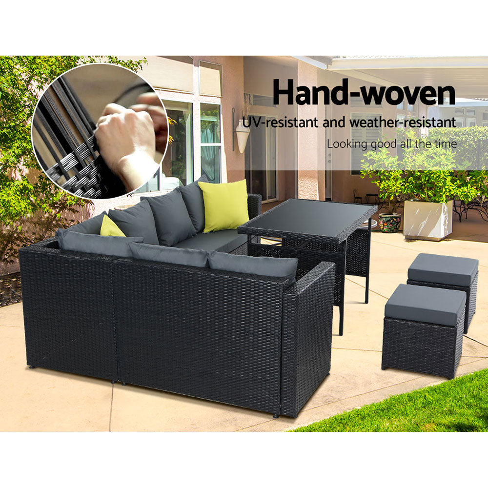 Kairo Modular Outdoor Dining Set – Black – Set of 4