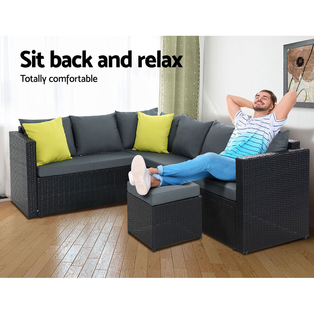 Kairo Modular Outdoor Dining Set – Black – Set of 4