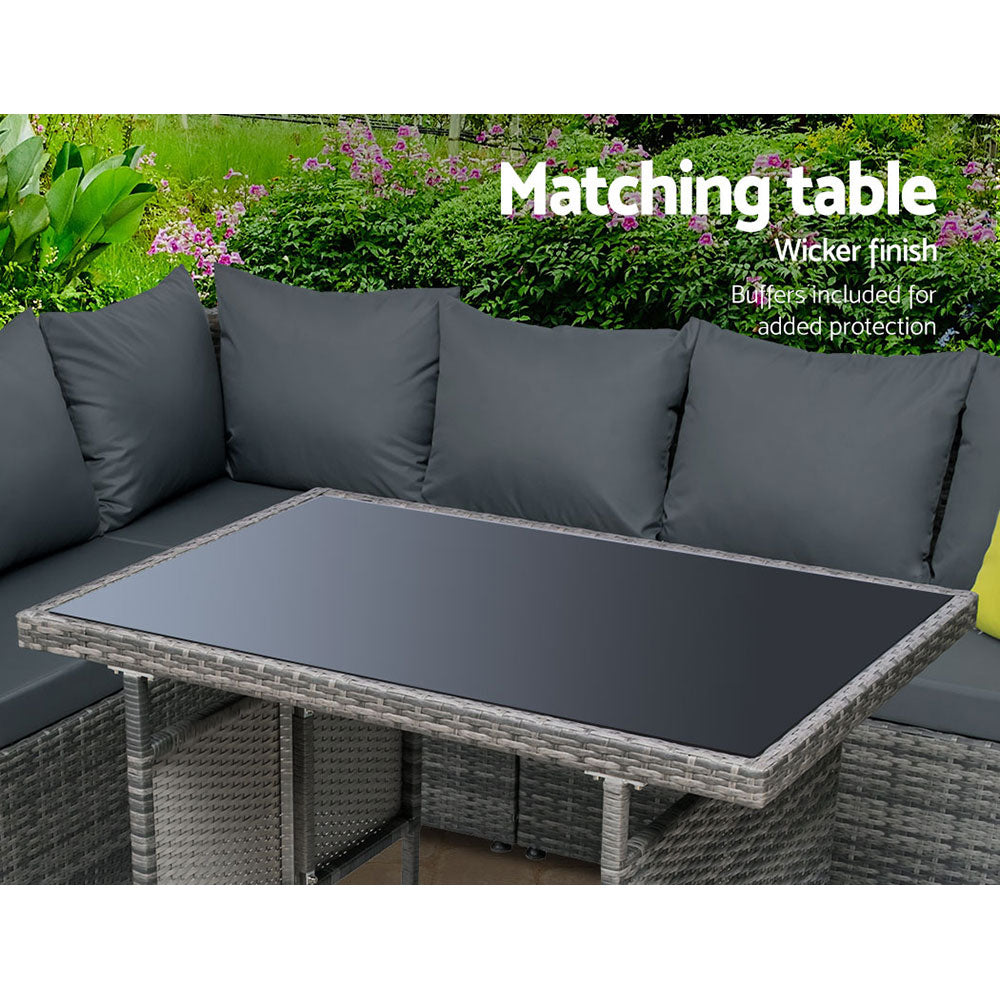 Hudson Modular Outdoor Dining Set – Mixed Grey – Set of 4