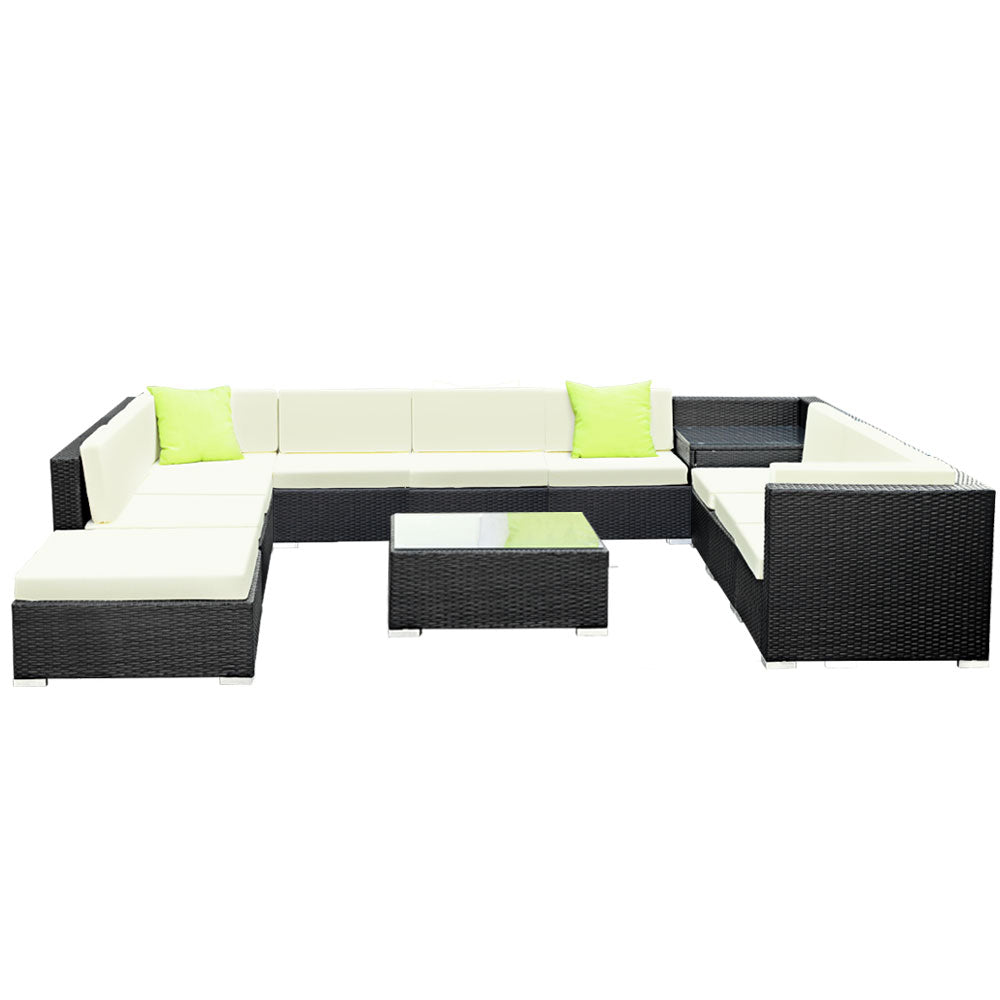 Hudson Outdoor Wicker Sofa Set – Grey – 12 Piece