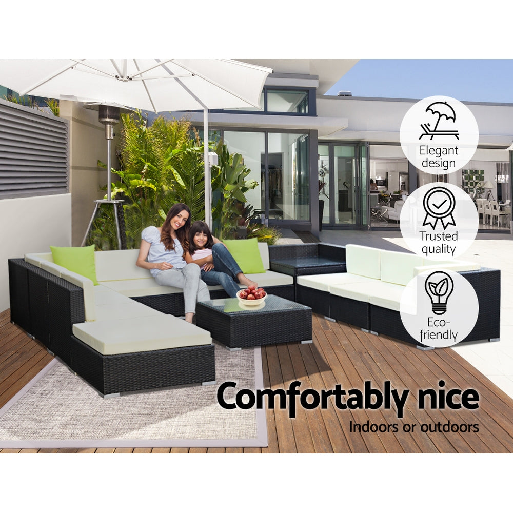Hudson Outdoor Wicker Sofa Set – Grey – 12 Piece