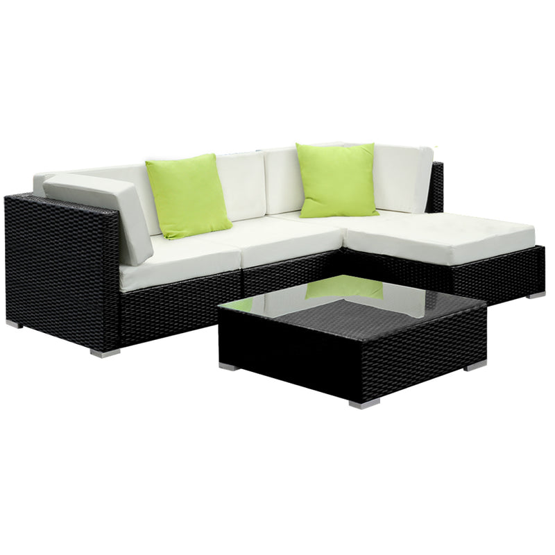 5-Piece Outdoor Wicker Sofa Set - Lounge Setting Cover included