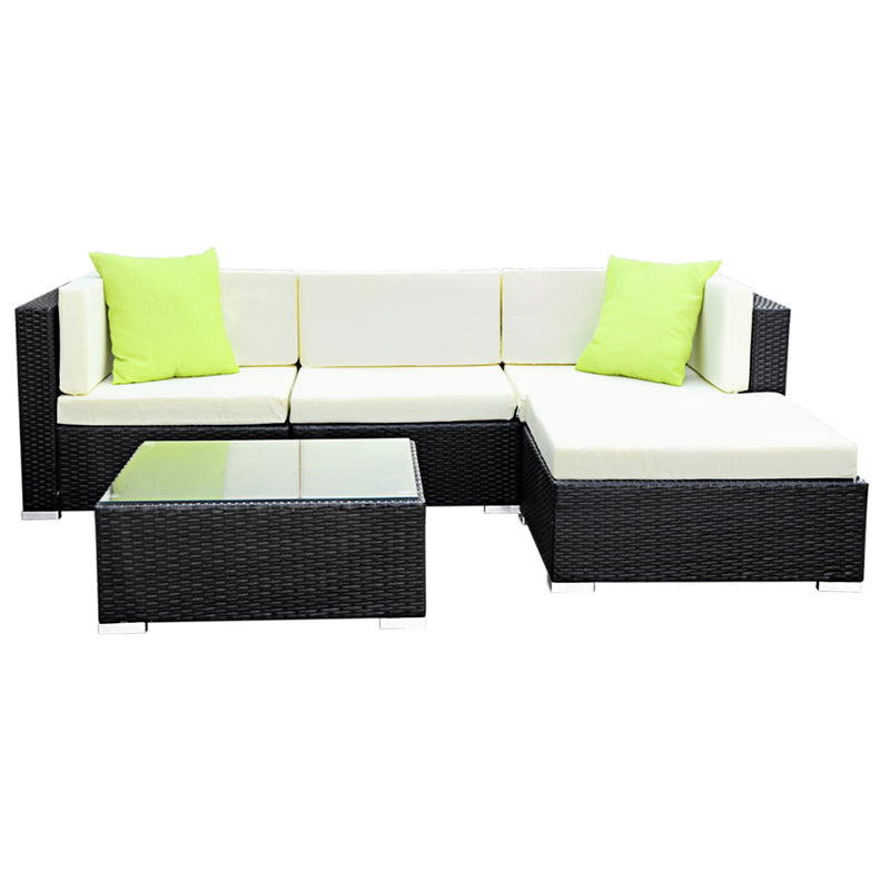 5-Piece Outdoor Wicker Sofa Set - 4 Seater