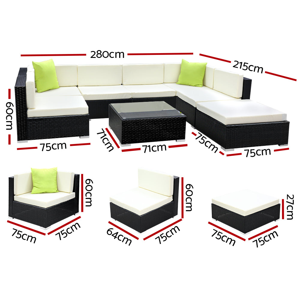 Haven Outdoor Sofa Set – Black – 8 Piece