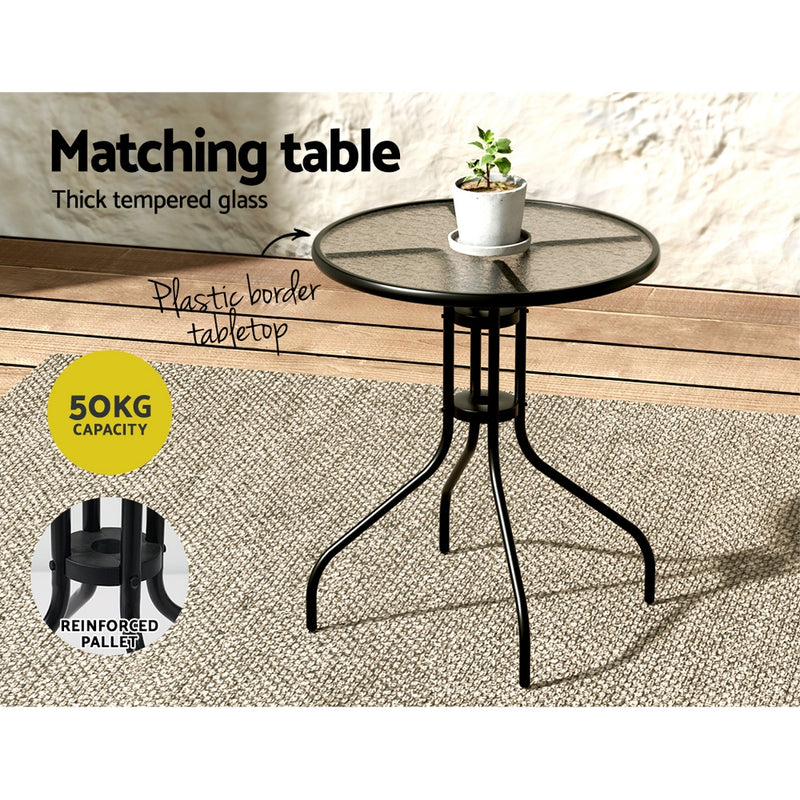 3-Piece Bistro Table & Chair Set – Stackable Outdoor Set, Black