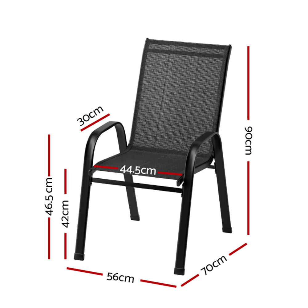 Traverse Stackable Outdoor Chairs – Black – Set of 2