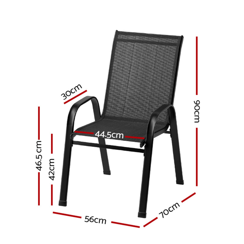 2-Piece Stackable Lounge Dining Chairs – Outdoor, Black