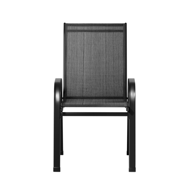 2-Piece Stackable Lounge Dining Chairs – Outdoor, Black