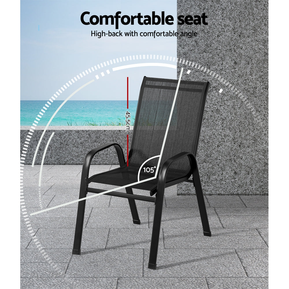 Traverse Stackable Patio Chairs – Black – Set of 4