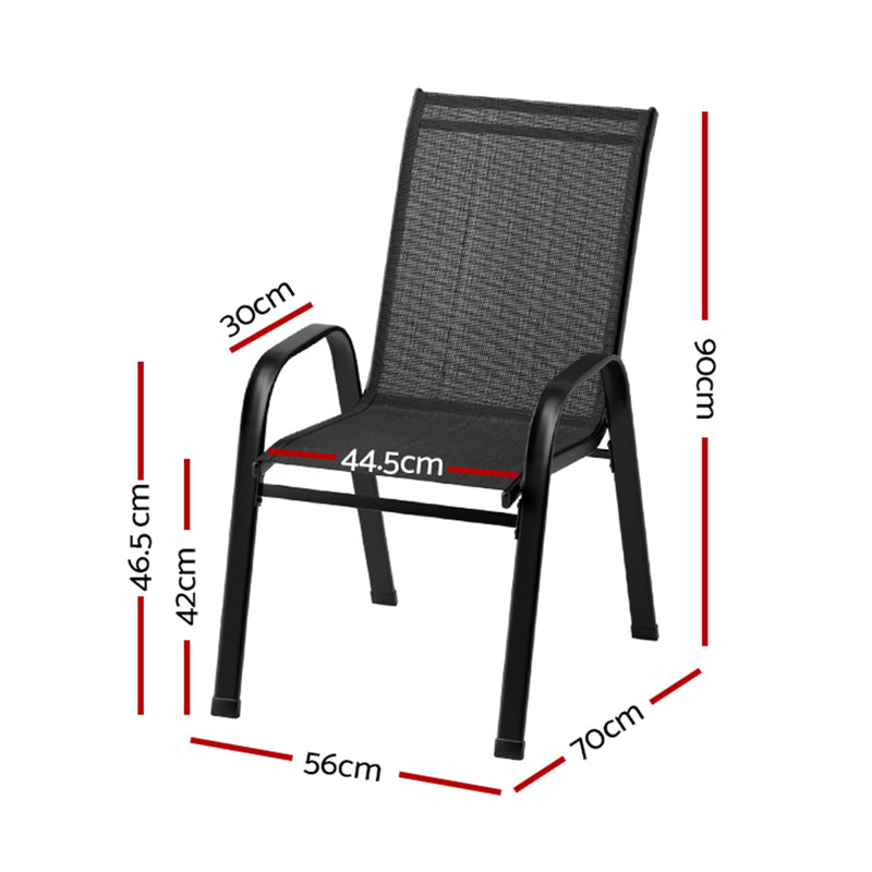 6-Piece Stackable Lounge Dining Chairs – Outdoor, Black